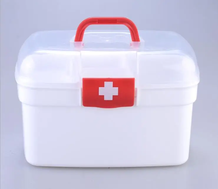 Pill box Пластик 2 слоя дома аптечка первой помощи набор держателя коробка для хранения аварийного Наборы безопасности 21*13*14 см M40