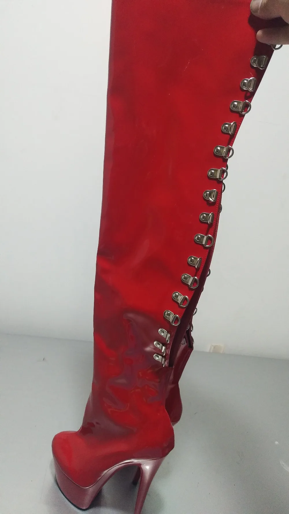 Пикантные ботфорты, осень-зима; 6 дюймов с прозрачной подошвой шпильках Высокий каблук Сапоги В рыцарском стиле 15 см женские Обувь для
