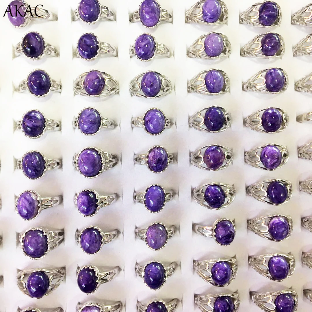 

AKAC natural stering silver women charoite ring