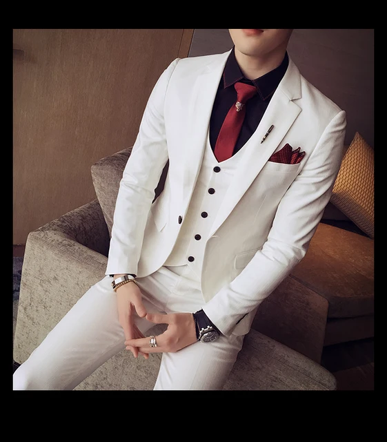 2018 Latest Coat Pant Designs White Green Men Suit Groom Suits Slim