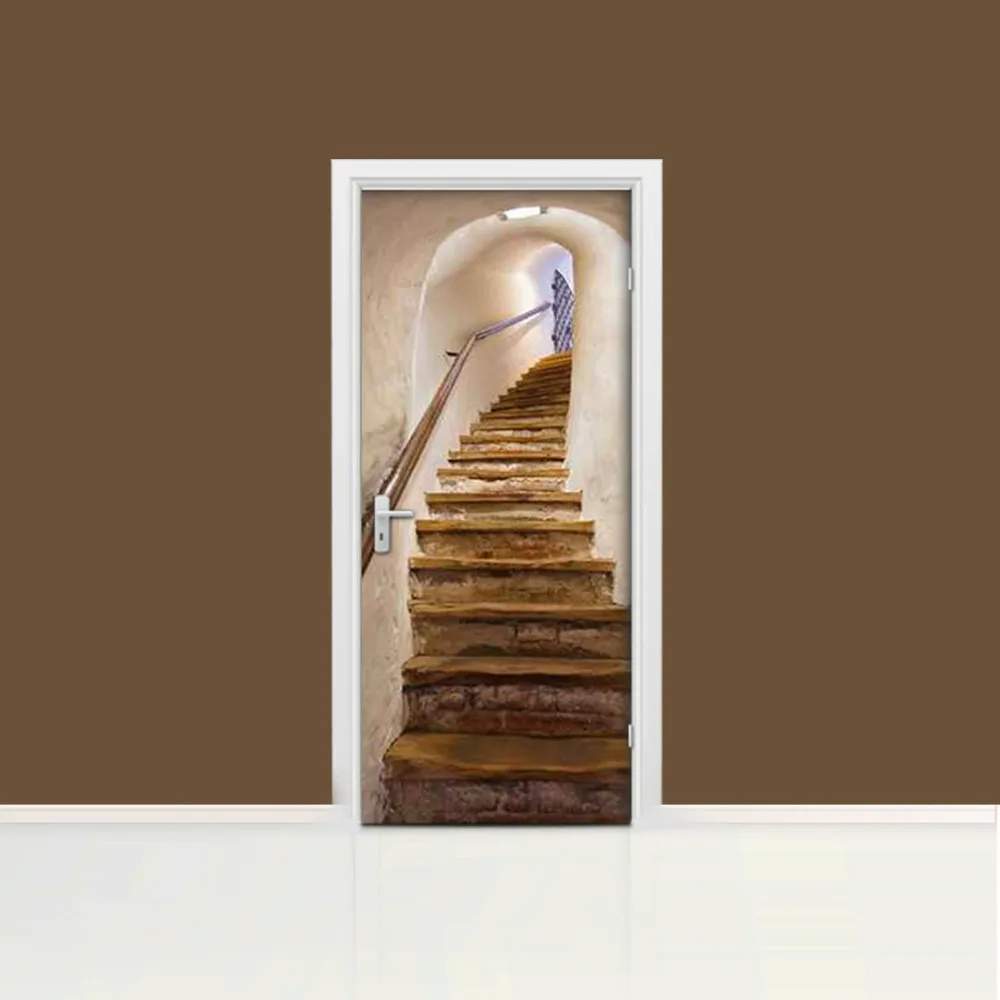 

3D Customized Anicent Stairs Door Mural Wallpaper mural Wall Print Decal Wall Mural Photo self adhesive door wrap