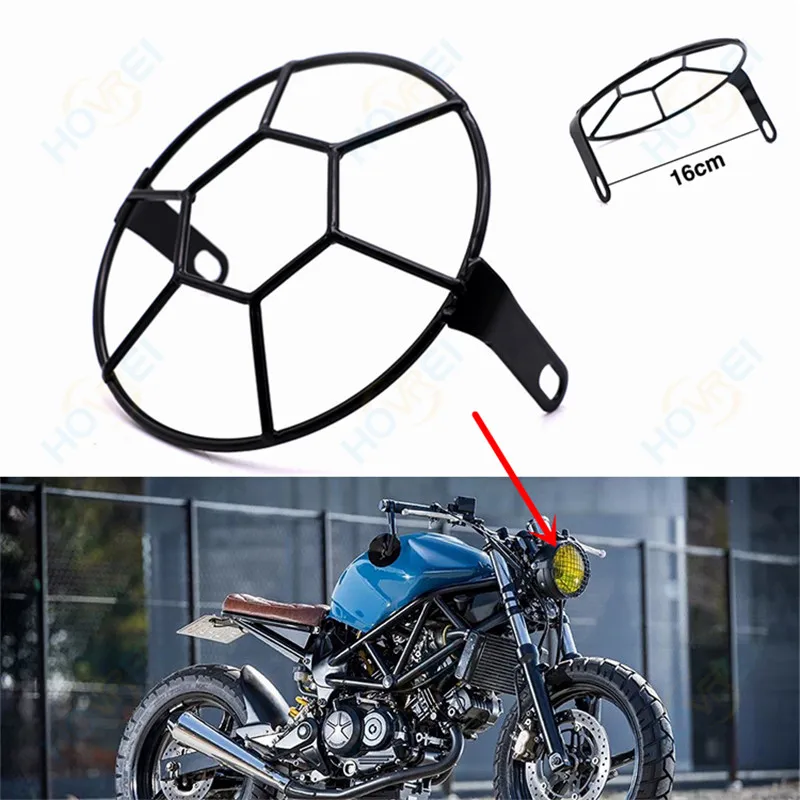 new universal Motorcycle Side Mount Headlight Round Grill Cover Mask head lamp mask for Cafe Racer Old school |