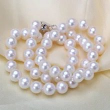 Eternal wedding Women Gift word 925 Sterling silver real 925 silver real natural big Zhuji freshwater pearl necklace 8-9mm round Eternal wedding Women Gift word 925 Sterling silver real 925 silver real natural big Zhuji freshwater pearl necklace 8-9mm round