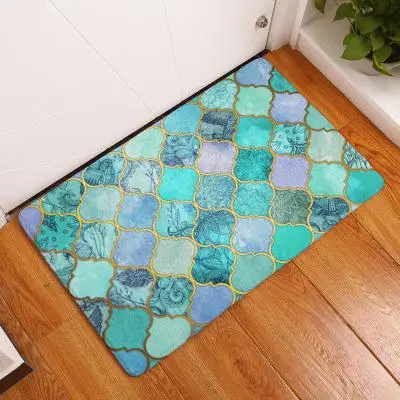 Креативный геометрический цветочный принт фланелевый Придверный коврик кухонные коврики ковры для спальни ванная комната Противоскользящие коврики домашний декор - Цвет: 2