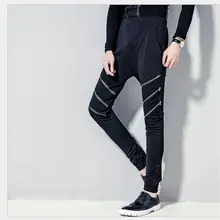 Весна и лето новые не-мейнстрим парикмахер прилив мужчины отверстие ноги брюки личность тонкие брюки певица костюмы брюки