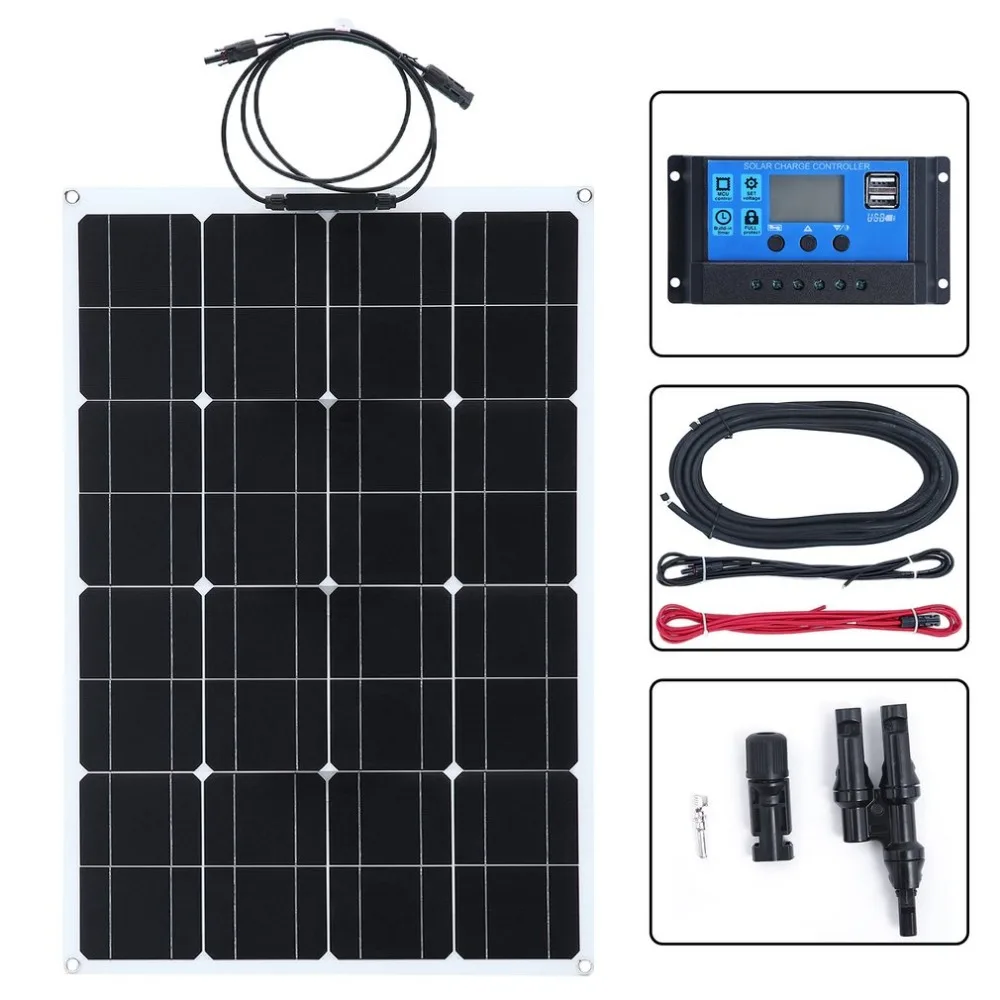 

Newest Durable Sun Power Module 2 PCS 80W Monocrystalline Solar Panel With 20A Battery Charger Outdoor Camping Power Supply