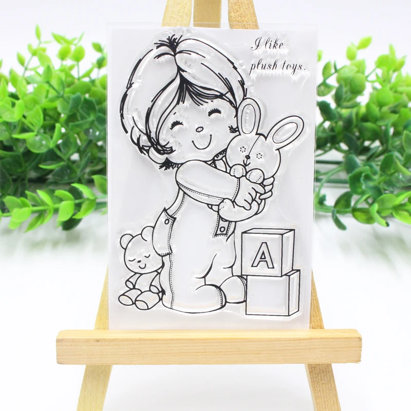 

Lovely Girl stamps rabbit Transparent Clear Rubber Stamp Silicone Scrapbooking Photo Album Decorative Stamp Sheet DIY Crafts
