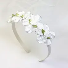 Платье на свадьбу для девочек с пышной юбкой из вуали в сеточку Оголовье Блеск порошок отделка венок из искусственных цветов Корона обруч для волос, платье для первого причастия, повязка на голову