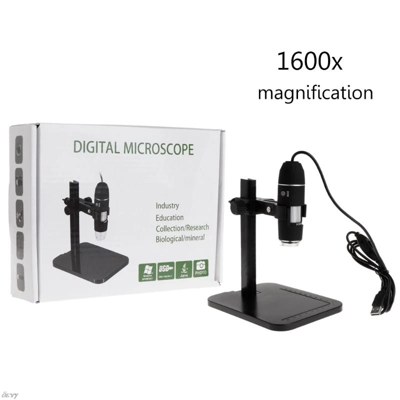 ShiSyan 1600X 8LED USB Digital Microscope Magnifier Camera Endoscope with Ruler Bracket Compound Microscop ShiSyan 1600X 8LED USB Digital Microscope Magnifier Camera Endoscope with Ruler Bracket Compound Microscop