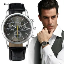 snowshine #10 New Luxury Fashion Faux Leather Men’s Analog Watch Watches free shipping