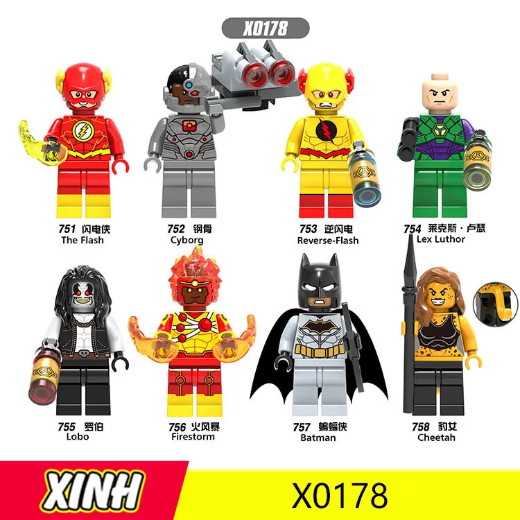 

Dc Hero Series The Flash/Cyborg/Revers-Flash/Lobo DIY Figure Minifigured Building Blocks Figure Bricks Compatible With Legoings