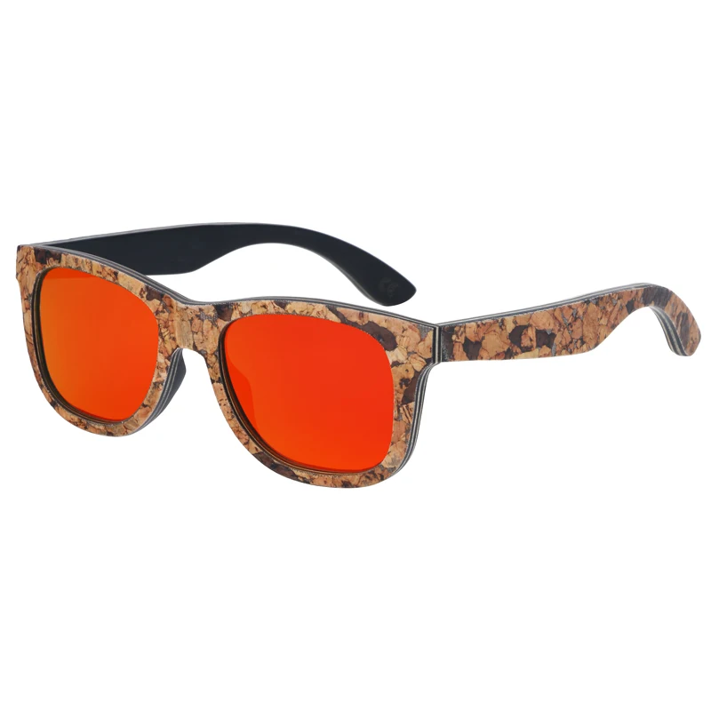 BerWer Новое поступление женские солнцезащитные очки пробковая деревянная оправа солнцезащитные очки мужские поляризованные солнцезащитные очки - Цвет линз: red lens