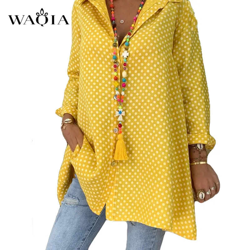 

Women's Summer Loose Casual Dot Blouse Autumn Long Sleeve Polka Dot Shirt Tops Beach or OL Ladies' Top Plus Size S-5XL Blusas