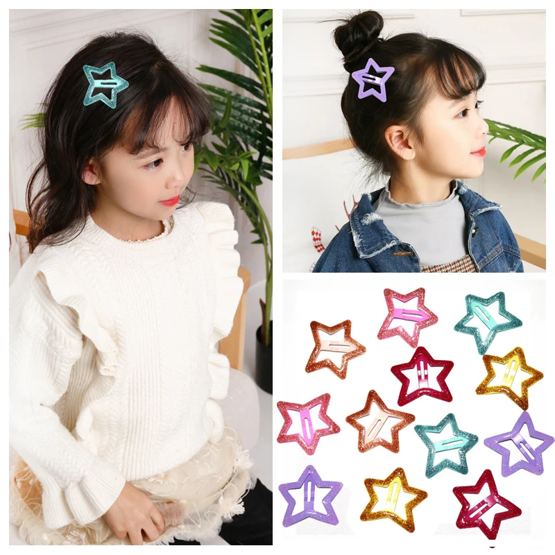 5cm Women Metal Snap Hair Clip Pins BB Hairpins Cute Big Glitter Star Hair Clip For Baby Children Girls Styling Accessories 5cm Women Metal Snap Hair Clip Pins BB Hairpins Cute Big Glitter Star Hair Clip For Baby Children Girls Styling Accessories