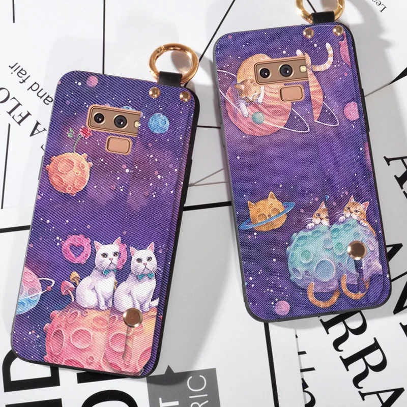 

Cartoon Starry Sky Stand Cases For Samsung Galaxy Note 3 Neo N7505 Wrist Strap Ring Cover Capa For Samsung Note 4 Holder Case