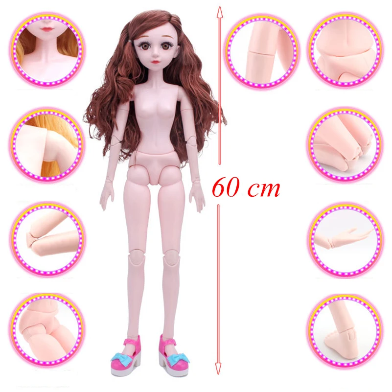 60 см 1/3 BJD куклы игрушки DIY милые 18 шарниров игрушка кукла набор с париками одежда