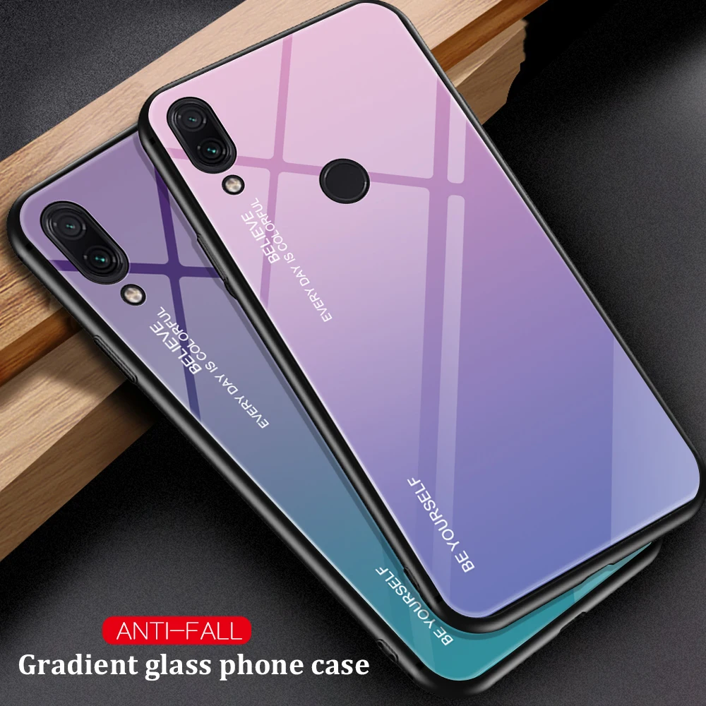 

Gradient Tempered Glass Case For Xiaomi Redmi 7 K20 Note 7 Note 5 Pro 5 Plus 6 6A Mi 8 A2 A2 Mix 3 Max3 Pocophone F1 Phone Cover