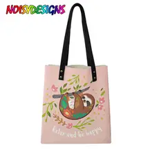 Бесшумная дизайнерская сумка с принтом ленивых, складная сумка-тоут для покупок, плечевая сумка Rugzak, сумка для девочек, женская косметичка с принтом животных