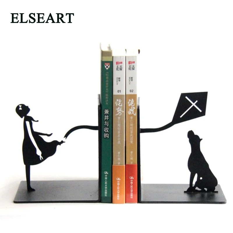 Креативный кайт Девушка с собакой металлический книгодержатель полка книжный