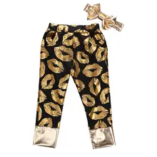 2016 fashion Kids pants Baby Girls Leggings Bottoms Trousers + HairBand 2pcs Sets