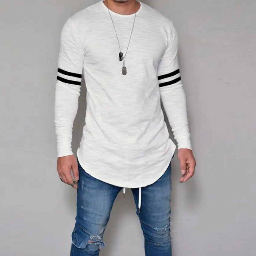 

Spring New striped T-shirt Casual Mens summer Striped Long Sleeve T Shirt Men's Fashion Men Basic T-shirt Hip Hop tops