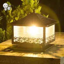 Черный Медь плитка квадратный навес ландшафтное освещение приспособление Европейский Винтаж фонарь для сада столб торшер на Распорке Luminaria E27 E26 лампы