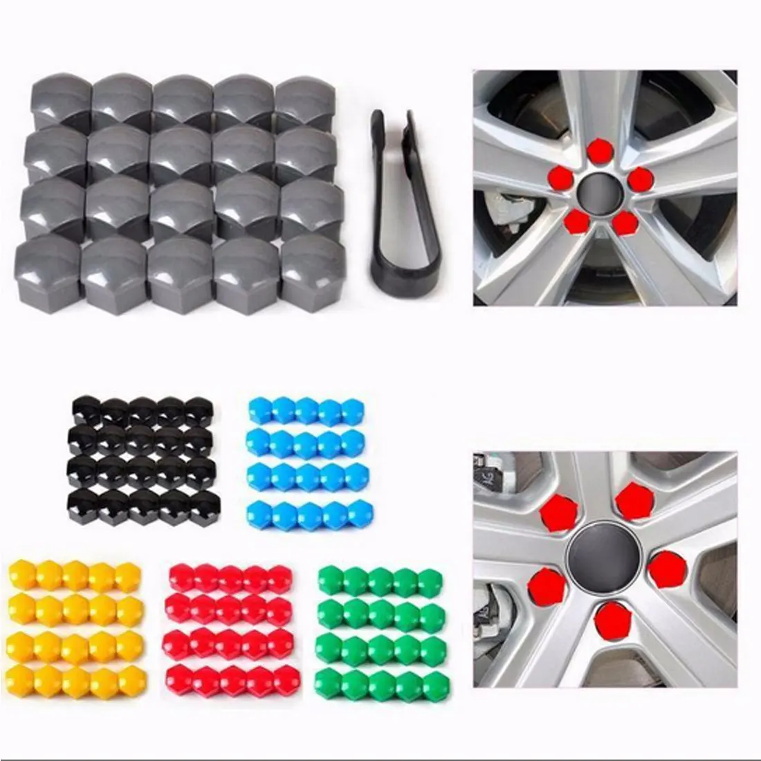

20Pcs Special Socket Protection Dust Proof Car Bolt Rims Exterior Decoration Wheel Nut Caps Auto Hub Screw Cover