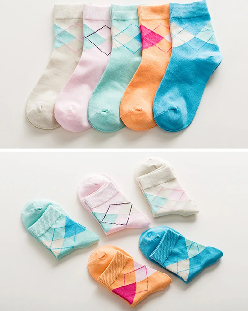 5 пар, женские носки, Новое поступление, Harajuku, ретро, женские свободные весенне-летние носки, корейские однотонные удобные милые носки с узором