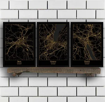 

Bern Geneva Zurich Switzerland Map Poster