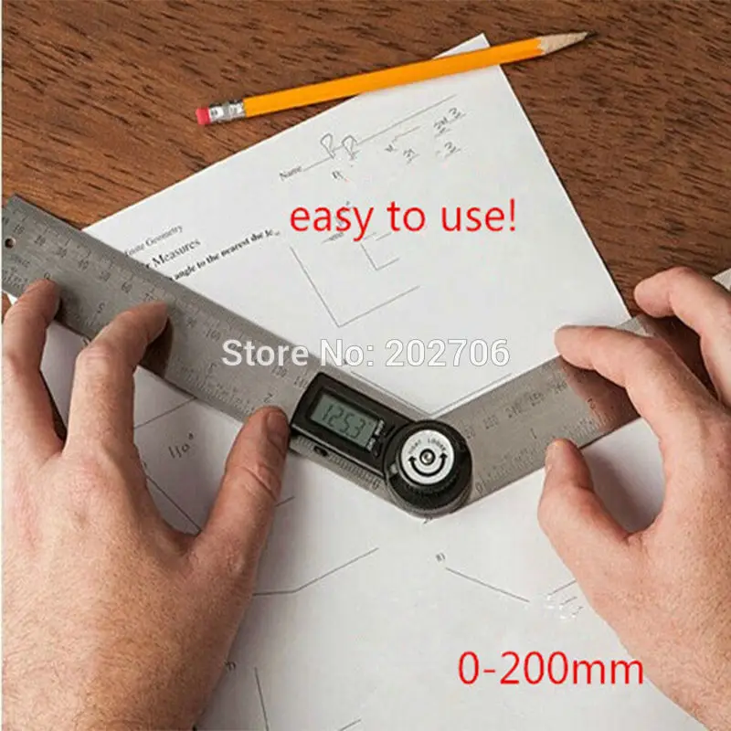 Stainless Steel Digital Angle Ruler Gauge Finder Meter Protractor Measure  Metric and Imperial Scale for Automobile constructions Boating Woodworking