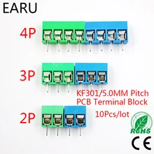 10 шт./лот KF301-5.0-2P KF301-3P KF301-4P шаг 5,0 мм прямой контакт Американская классификация проводов 2р 3P 4P винт клеммный блок печатных плат разъем сине-зеленый