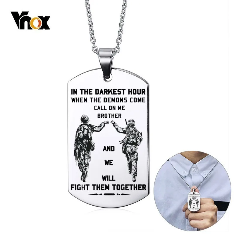 Vnox, Персонализированная бирка из нержавеющей стали, для мужчин, для мотоцикла, для армии, для братьев сольье, крепкий человек, BFF, ожерелья, подарок на заказ - Окраска металла: Soldier