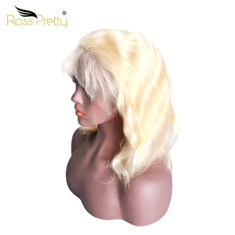 Ross Pretty Remy Blonde Color 613 Pre plucked Brazilian Lace Front Human hair wigs Body Baby Hair 613 lace frontal wigs