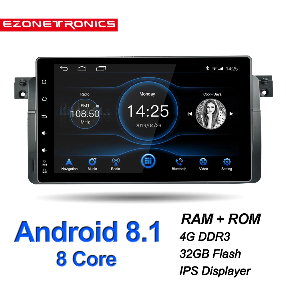 Автомагнитола для BMW E46 Android 8 1 4 Гб DDR3 32 ГБ ядер 9 дюймов IPS экран сенсорный GPS Bluetooth Wi