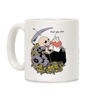 

Skeleton Drinking Wine White 11 Ounce Ceramic Coffee Mug