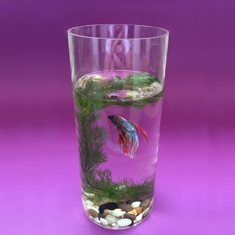 Diam 90x200mm Aquarium Tank Acrylic Mini Fish Bowls PMMA Water Tube