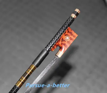 

4pcs light carbon fiber 4/4 violin fiddle bow copper parts black horse hair bow