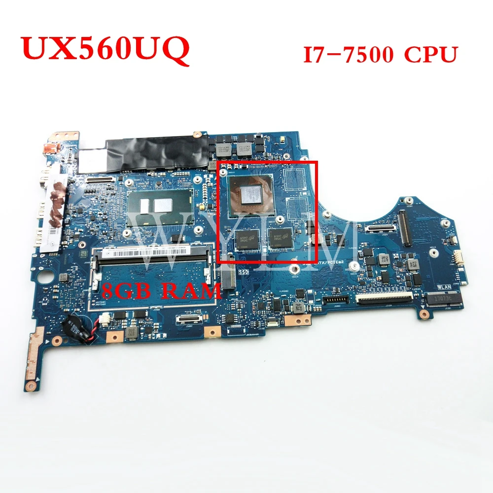 

UX560UQ I7-7500CPU 8G RAM mainboard For ASUS UX560 UX560U UX560UQK UX560UX laptop motherboard 60NB0C20-MBD000 Tested Workin