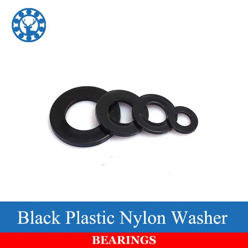 

50 шт., черные пластиковые нейлоновые шайбы DIN125 ISO7089 M6 M8