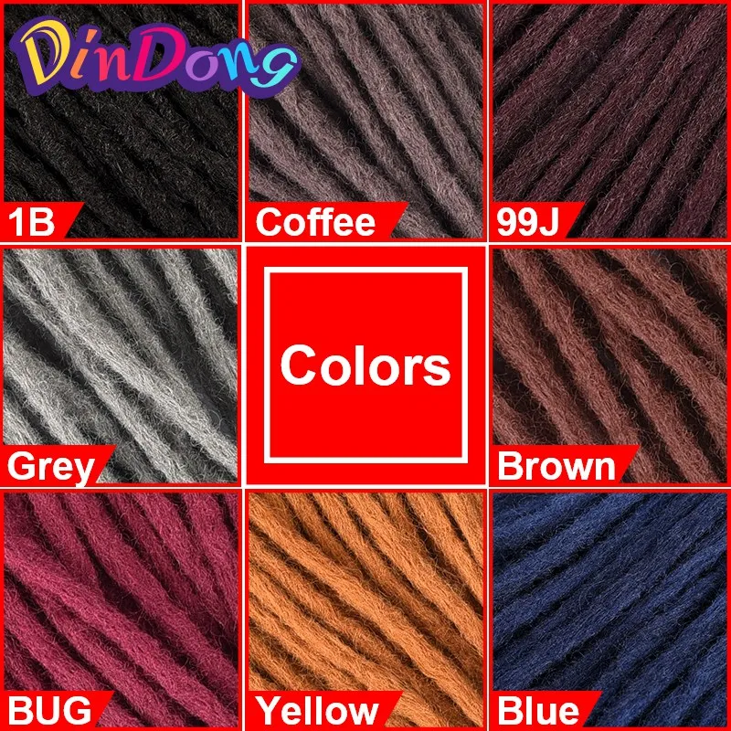 DinDong Black Dreadlocks Crochet Hair Extensions Soft Reggae Hair 22 inch 30 Roots Synthetic Hair Braids