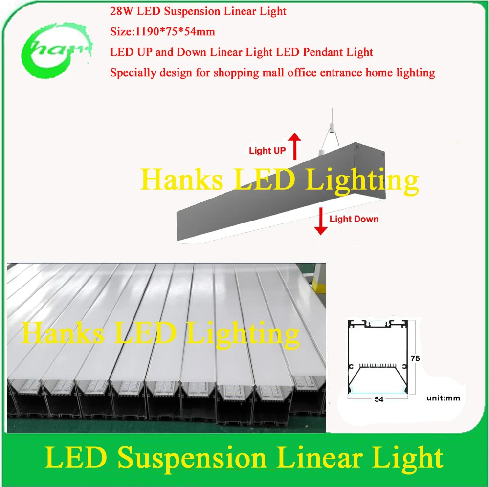 IP40 4ft LED Suspension Linear Light 28W Up and Down Pendant 2PCS/Lot | Лампы и освещение
