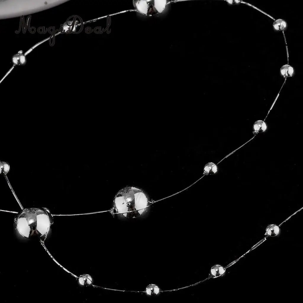MagiDeal 10m Metallic Pearls Beads String Strand Garland Wire Chain Strands Spool Roll Wedding Birthday Christmas DIY Craft