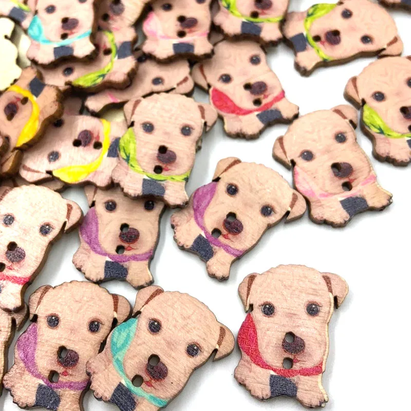 

Dog Natural Wooden Buttons For Needlework Scrapbooking 2 Holes Buttons Patchwork DIY Craft Sewing Accessories WB521