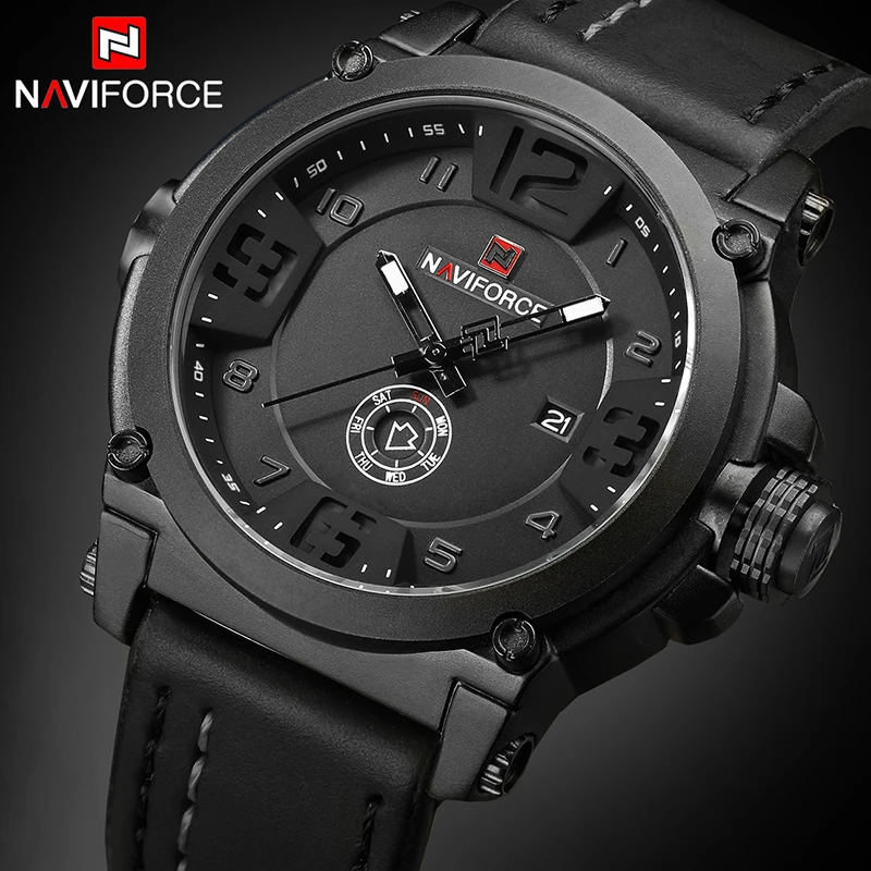 NAVIFORCE Топ Элитный бренд для мужчин спортивные Военная Униформа кварцевые часы Человек Аналоговый Дата Кожаный ремешок для часов наручные