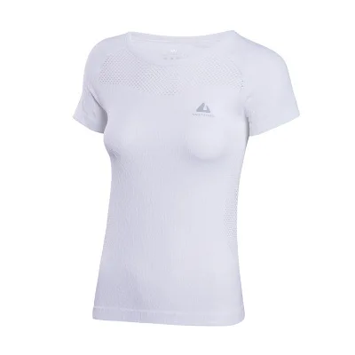 Полый спортивный топ Женская Мужская футболка для бега сухая рубашка для йоги короткий рукав для фитнеса бега зала спортивная одежда дышащая рубашка - Цвет: Белый
