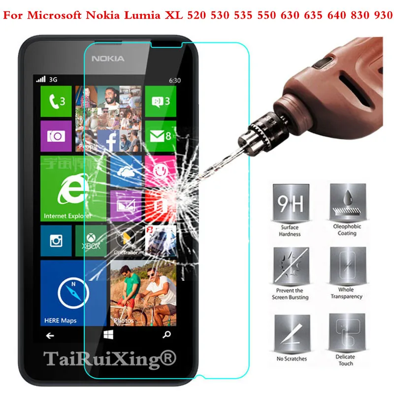 

2.5D 0.26mm 9H Tempered Glass Screen Protector For Microsoft Nokia Lumia XL 520 530 535 550 630 635 640 830 930 Protective Film