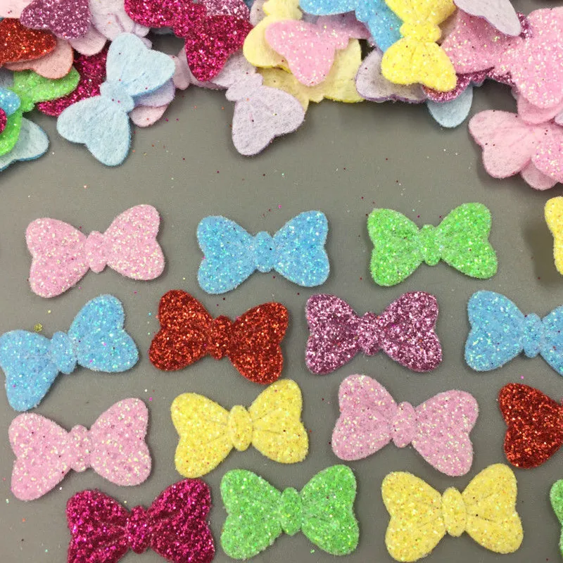 

DIY 400PCS Mixed Colors Sequins Bow shape Felt Appliques Cardmaking Embelishments 20mm
