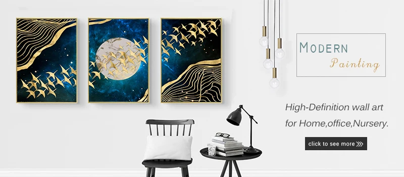 Абстрактная Луна настенная живопись на холсте золотые Горные Птицы скандинавские плакаты и принты настенные картины для гостиной домашний декор
