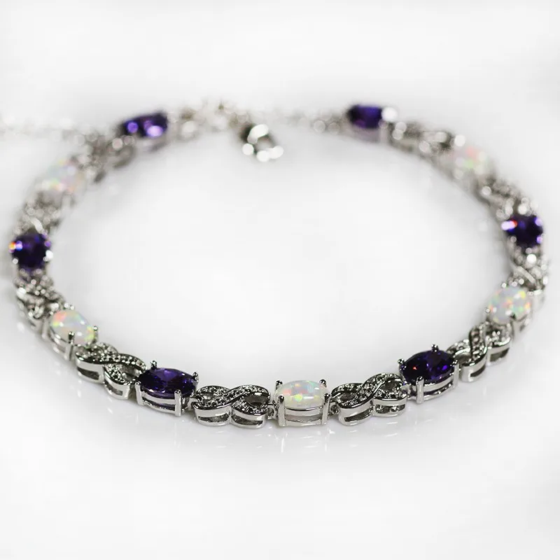 JLB-018 Trendy Fire Opal Gem Purple Stone  Bracelets for Women Elegant Jewelry Best Gift for Lovers Wedding