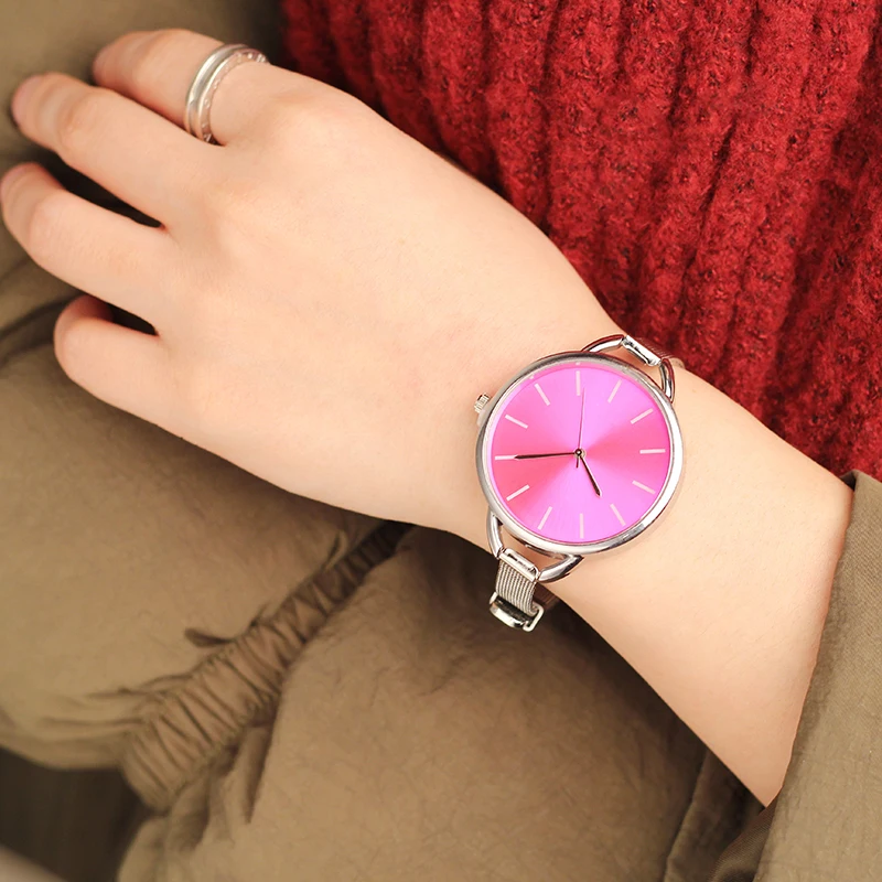 Top Luxury European Style Lady Watch Elegant Big Dial Quartz Super Slim Stainless Steel Bracelet Watch Women's Wrist Reloj Mujer
